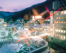 冬の鶯宿温泉夜景